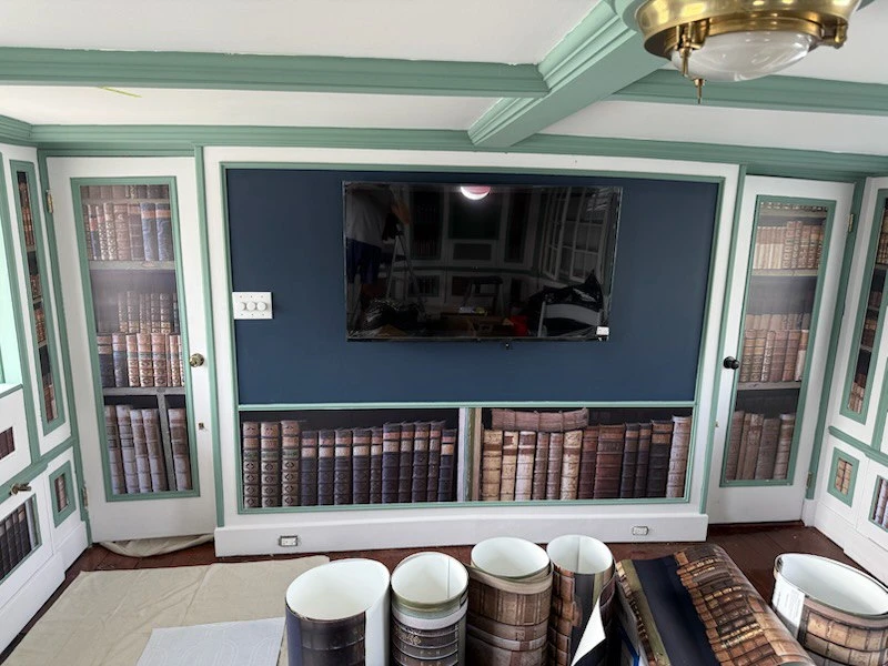 Residential wallpaper installation in living room in Downtown San Diego
