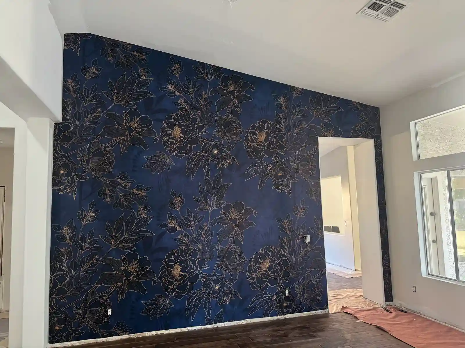 Commercial vinyl wallpaper in hallway in Mission Hills, San Diego